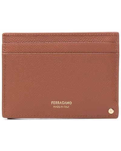 Ferragamo Gancini-plaque Leather Cardholder - Brown