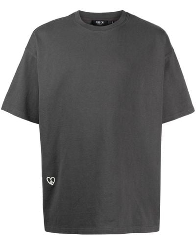 FIVE CM T-shirt en coton à imprimé cœur - Gris