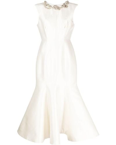 Rachel Gilbert Crystal-embellished Flared Midi Dress - White