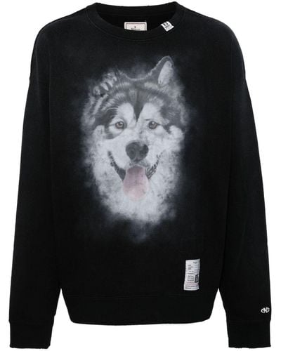 Maison Mihara Yasuhiro Dog-print Cotton Sweatshirt - Black
