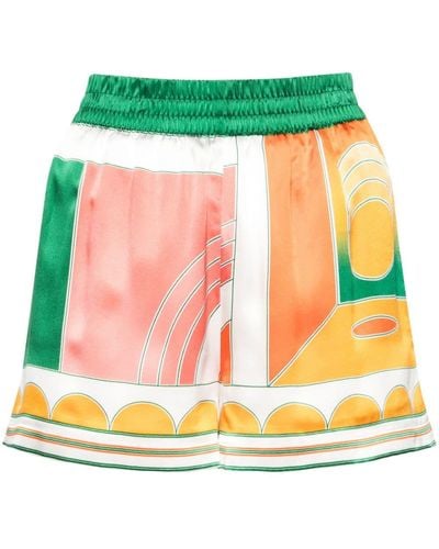 Casablancabrand Summer Court Zijden Shorts - Groen