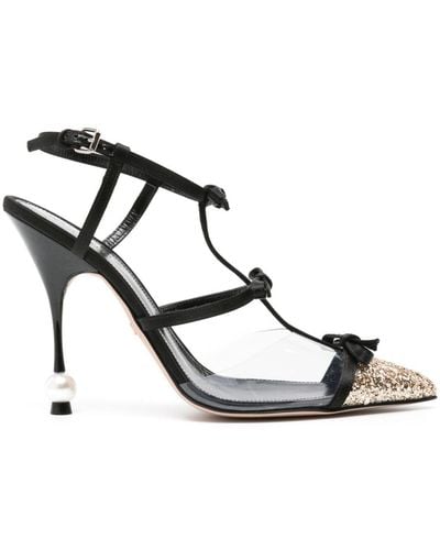 Giambattista Valli 120mm Bow-embellished Glitter Court Shoes - Black