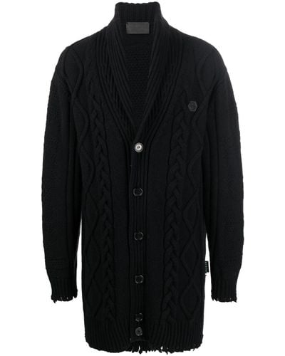 Philipp Plein Cardigan im Distressed-Look - Schwarz