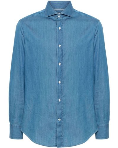 Brunello Cucinelli Long-sleeve cotton shirt - Blau