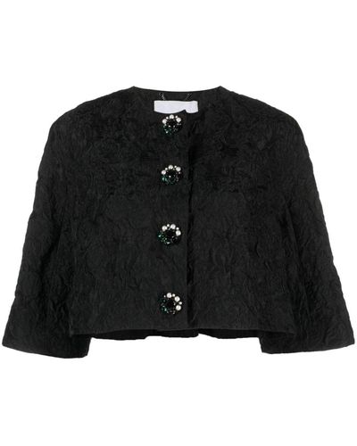 Erdem Veste à coupe crop - Noir