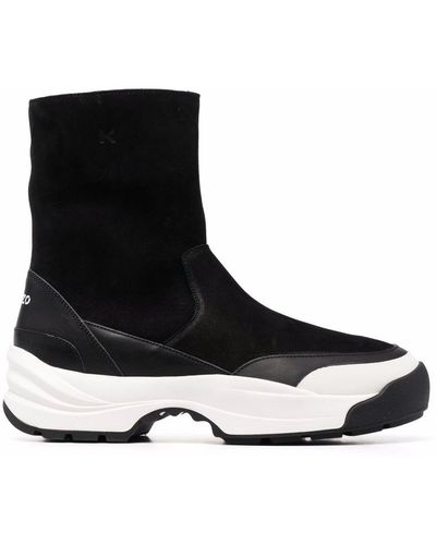 KENZO Chunky Sole Leather Boots - Black