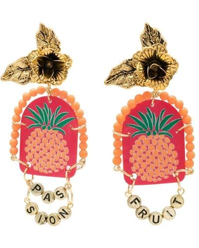 Amir Slama Pineapple-motif Drop Earrings - Red