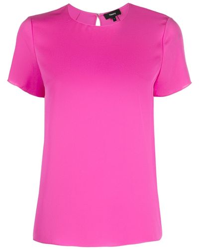 Theory T-Shirt aus Seide - Pink