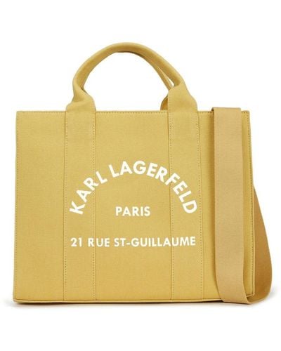 Karl Lagerfeld Bolso shopper medianao con logo estampado - Metálico