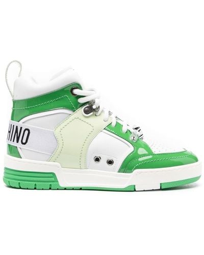 Moschino Logo-tape High-top Sneakers - Green