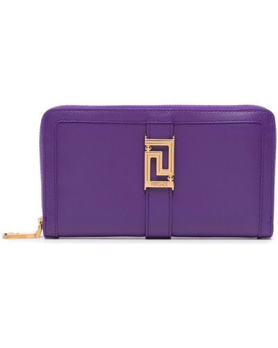 Versace Greca-buckle Zip Wallet - Purple