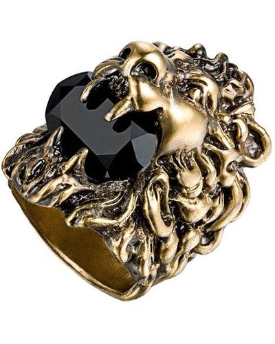 Gucci Ring mit Löwenkopf mit Swarovski Kristall - Mettallic
