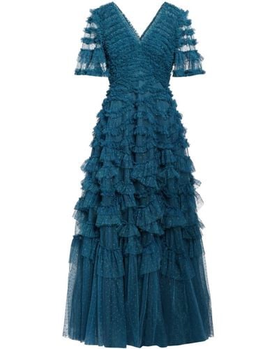 Needle & Thread Vestido de fiesta Marilla con volantes - Azul
