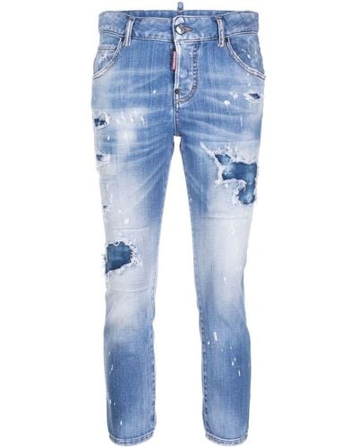 DSquared² Distressed Cropped Jeans - Blauw