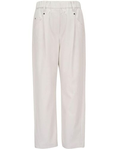 Brunello Cucinelli Straight-leg Cotton Trousers - White