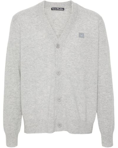 Acne Studios Face-patch Knitted Cardigan - Grey