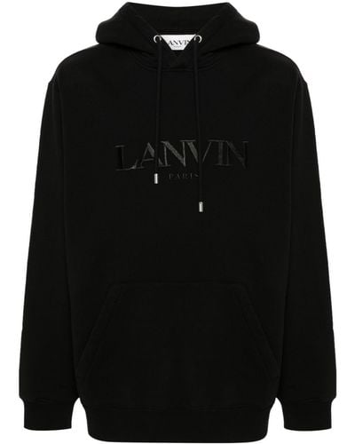 Lanvin Logo-embroidered Cotton Hoodie - Black