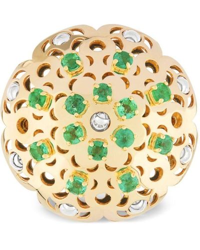 Officina Bernardi 18kt Yellow Gold Large Damasco Emerald Ring - Metallic