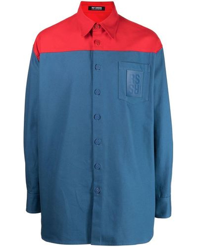 Raf Simons Hemd mit Kontrasteinsatz - Blau