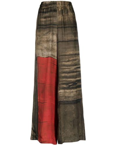 Uma Wang Printed Wide-leg Trousers - Brown