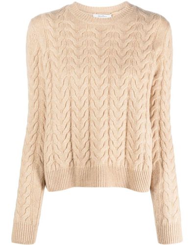 Max Mara Cable-knit Cashmere Sweatshirt - Natural