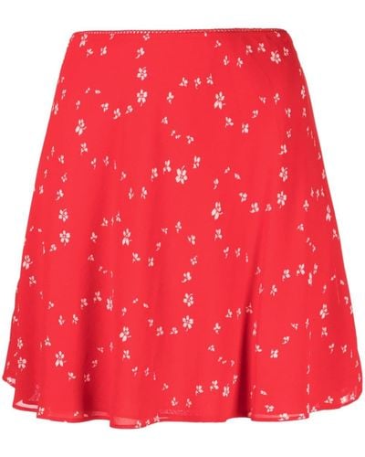 Reformation Floral-print Crepe Miniskirt - Red