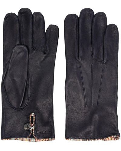 Paul Smith Signature Stripe-trimmed Leather Gloves - Black