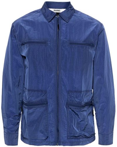 Rains Logo-print Shirt Jacket - Blue