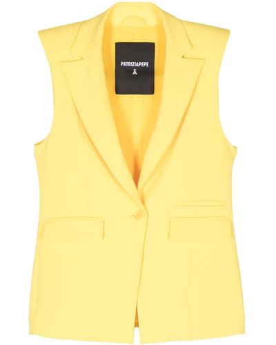 Patrizia Pepe Shoulder-pads Crepe Vest - Yellow