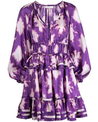Ulla Johnson Abstract-print Silk Mini Dress - Purple