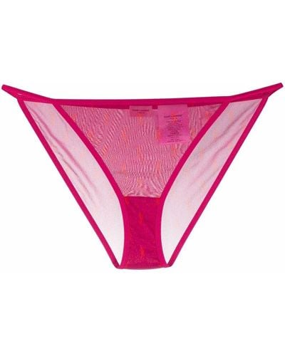 Saint Laurent Logo-print Tulle Briefs - Pink