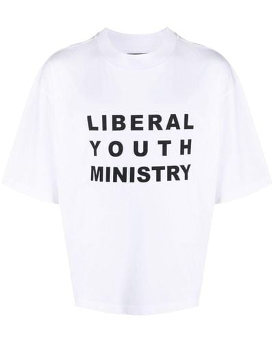 Liberal Youth Ministry Slogan-print Cotton T-shirt - White
