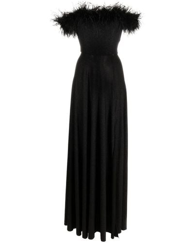 Nissa Feather-detailing Glitter Bandeau Dress - Black