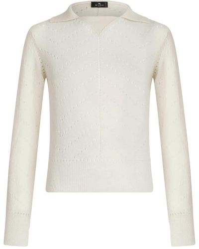 Etro Perforated-detail Wool Jumper - Wit