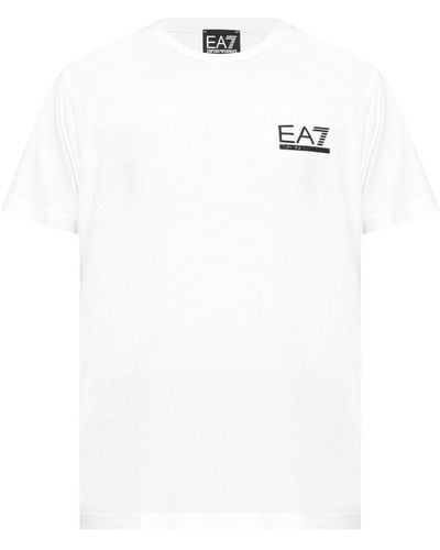 EA7 T-shirt Met Logo-applicatie - Wit