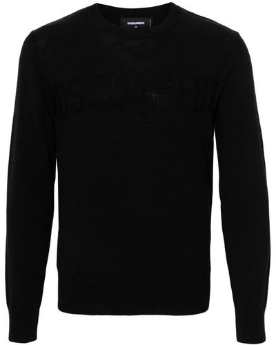 DSquared² Logo-jacquard Wool Sweater - Black