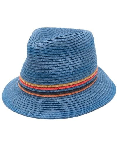 Paul Smith Sombrero Artist Stripe estilo borsalino - Azul