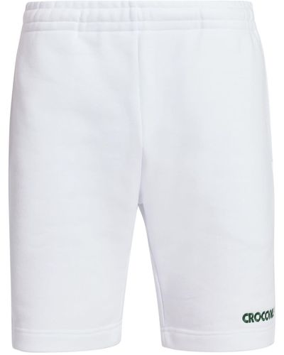Lacoste Slogan-embroidered Cotton Track Shorts - White