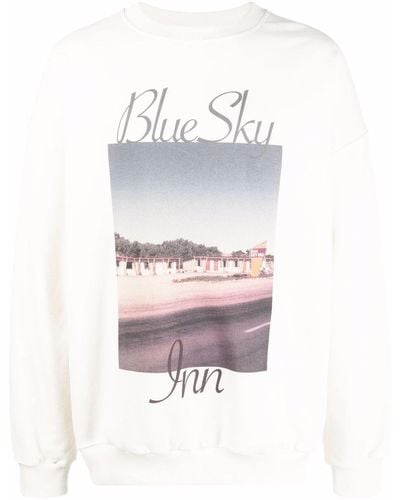 BLUE SKY INN Retro Print Logo Sweatshirt - Natural