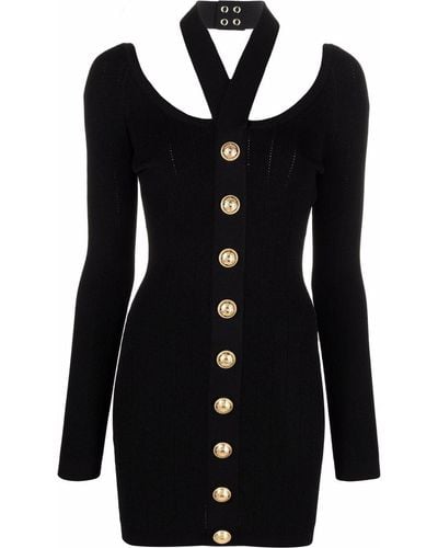 Balmain Backless Knitted Dress - Black