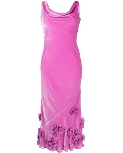 Saloni Asher Velvet Sleeveless Dress - Pink