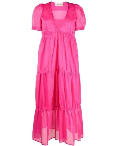 Blanca Vita Stufenkleid mit V-Ausschnitt - Pink