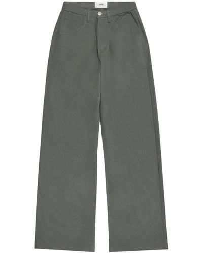 Ami Paris Straight-leg Cotton Trousers - Grey