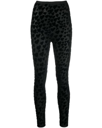 Ami Paris Heart-embroidered High-waisted leggings - Black