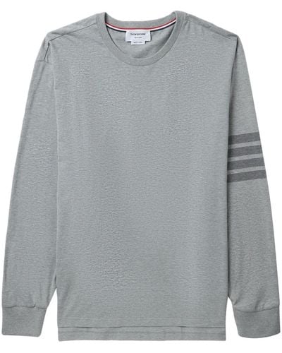 Thom Browne 4-bar Stripe Cotton T-shirt - Gray