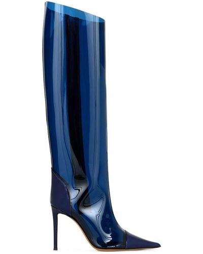 Alexandre Vauthier 105mm Iridescent Leather Boots - Blue