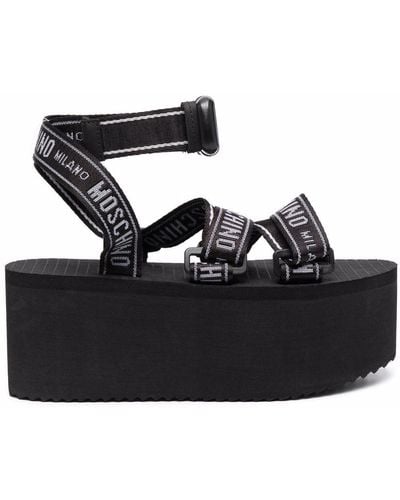 Moschino Logo-print Strap Sandals - Black