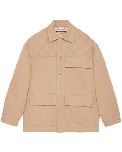 Gucci GG-embossed Organic-cotton Jacket - Natural