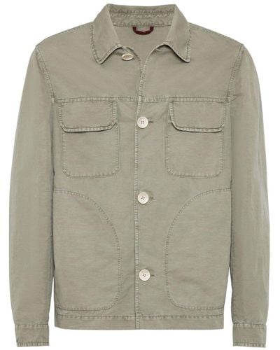 Brunello Cucinelli Spread-collar Button-up Shirt Jacket - Grey