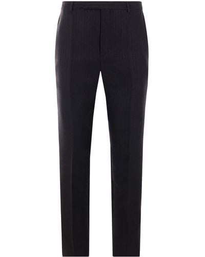 Saint Laurent Striped Pressed-crease Trousers - Blue